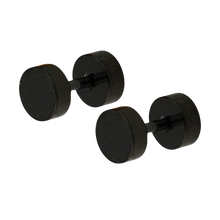Load image into Gallery viewer, Pair of black PVD steel fake plugs with 4mm discs