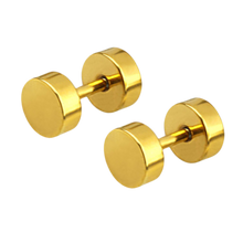 Load image into Gallery viewer, Pair of gold PVD steel fake plugs with 4mm discs