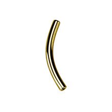 Load image into Gallery viewer, gold titanium internally threaded curved microbar pin made for two 0.8mm threaded attachments to screw on either side