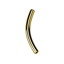 Load image into Gallery viewer, gold titanium internally threaded curved microbar pin made for two 0.8mm threaded attachments to screw on either side