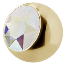 Load image into Gallery viewer, 24k gold pvd Steel ball with external threading and cubic zirconia