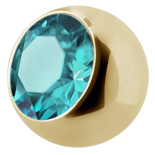 Load image into Gallery viewer, 24k gold pvd Steel ball with external threading and cubic zirconia
