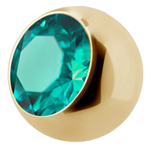 Load image into Gallery viewer, 24k gold pvd Steel ball with external threading and cubic zirconia