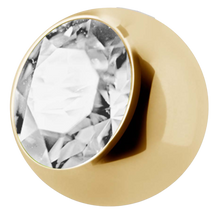 Load image into Gallery viewer, 24k gold pvd Steel ball with external threading and cubic zirconia