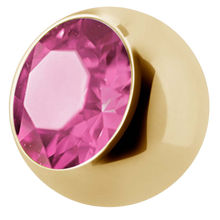 Load image into Gallery viewer, 24k gold pvd Steel ball with external threading and cubic zirconia
