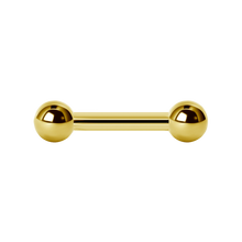 Load image into Gallery viewer, 24k PVD surgical Steel 316L micro (1.2mm) barbell with two 3mm balls on either end