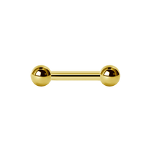 Load image into Gallery viewer, 24k PVD surgical Steel 316L micro (1.2mm) barbell with two 3mm balls on either end
