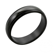 Load image into Gallery viewer, Black ring with two grooved edges on transparent background