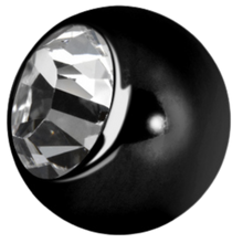 Load image into Gallery viewer, Black Steel ball with external threading and cubic zirconia