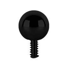 Load image into Gallery viewer, Black Titanium internally threaded ball attachment made for internally threaded posts with a 0.8mm fitting