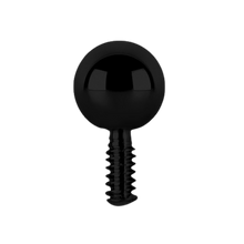 Load image into Gallery viewer, Black Titanium internally threaded ball attachment made for internally threaded posts with a 0.8mm fitting