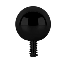 Load image into Gallery viewer, Black Titanium internally threaded ball attachment made for internally threaded posts with a 0.8mm fitting