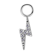 Load image into Gallery viewer, Cobalt-chrome Nickel-free lightning bolt charm with embedded crystals Left