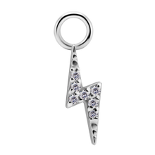 Load image into Gallery viewer, Cobalt-chrome Nickel-free lightning bolt charm with embedded crystals Right