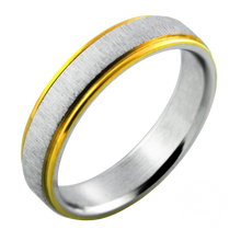 Load image into Gallery viewer, Gold Trim Brushed Steel Band
