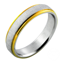 Load image into Gallery viewer, Gold Trim Brushed Steel Band