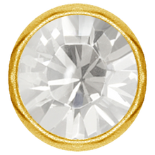 Load image into Gallery viewer, 24k PVD SS316L captive disc featuring a clear premium crystal stone. Made for ball closure rings