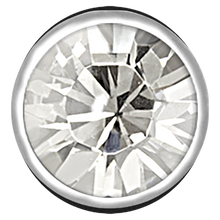 Load image into Gallery viewer, Titanium captive disc featuring a clear premium crystal stone. Made for ball closure rings