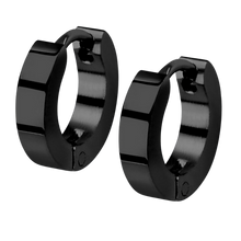 Load image into Gallery viewer, Pair medium sized black huggies with flat edge