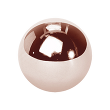 Load image into Gallery viewer, A plain rose gold externally threaded ball made to fit 1.2mm microbars or labrets. 3mm wide