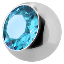 Load image into Gallery viewer, Surgical Steel 316L ball with a side threading with 5mm aqua gem