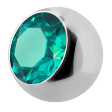 Load image into Gallery viewer, Surgical Steel 316L ball with a side threading with 4mm blue zircon gem