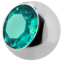 Load image into Gallery viewer, Surgical Steel 316L ball with a side threading with 5mm blue zircon gem