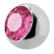 Load image into Gallery viewer, Surgical Steel 316L ball with a side threading with 4mm light rose gem