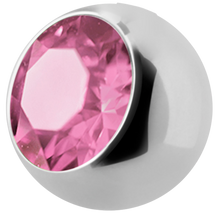 Load image into Gallery viewer, Surgical Steel 316L ball with a side threading with 5mm light rose gem