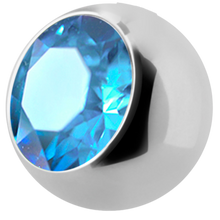 Load image into Gallery viewer, Surgical Steel 316L ball with a side threading with 5mm light sapphire gem