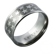 Load image into Gallery viewer, Silver stainless steel ring with star design