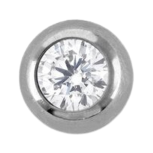 Load image into Gallery viewer, Steel ball with external threading and cubic zirconia