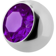Load image into Gallery viewer, Steel ball with external threading and cubic zirconia