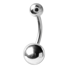Load image into Gallery viewer, Plain steel navel barbell with large balls