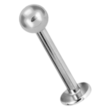Load image into Gallery viewer, Titanium externally threaded labret pin with a plain titanium ball