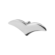 Load image into Gallery viewer, A titanium internally threaded attachment with a flat top shaped like aa simple bird