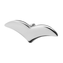 Load image into Gallery viewer, A titanium internally threaded attachment with a flat top shaped like a simple bird