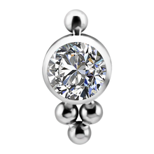Load image into Gallery viewer, Jewelled Captive Cluster Disc in titanium with a white premium zirconia stone, made for captive ball closure ring