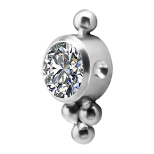 Load image into Gallery viewer, Jewelled Captive Cluster Disc in titanium with a white premium zirconia stone, made for captive ball closure ring