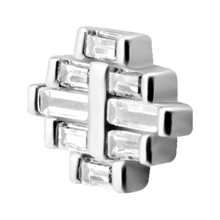 Load image into Gallery viewer, A steel Art Deco style attachment with Baguette shaped Cubic Zirconias.