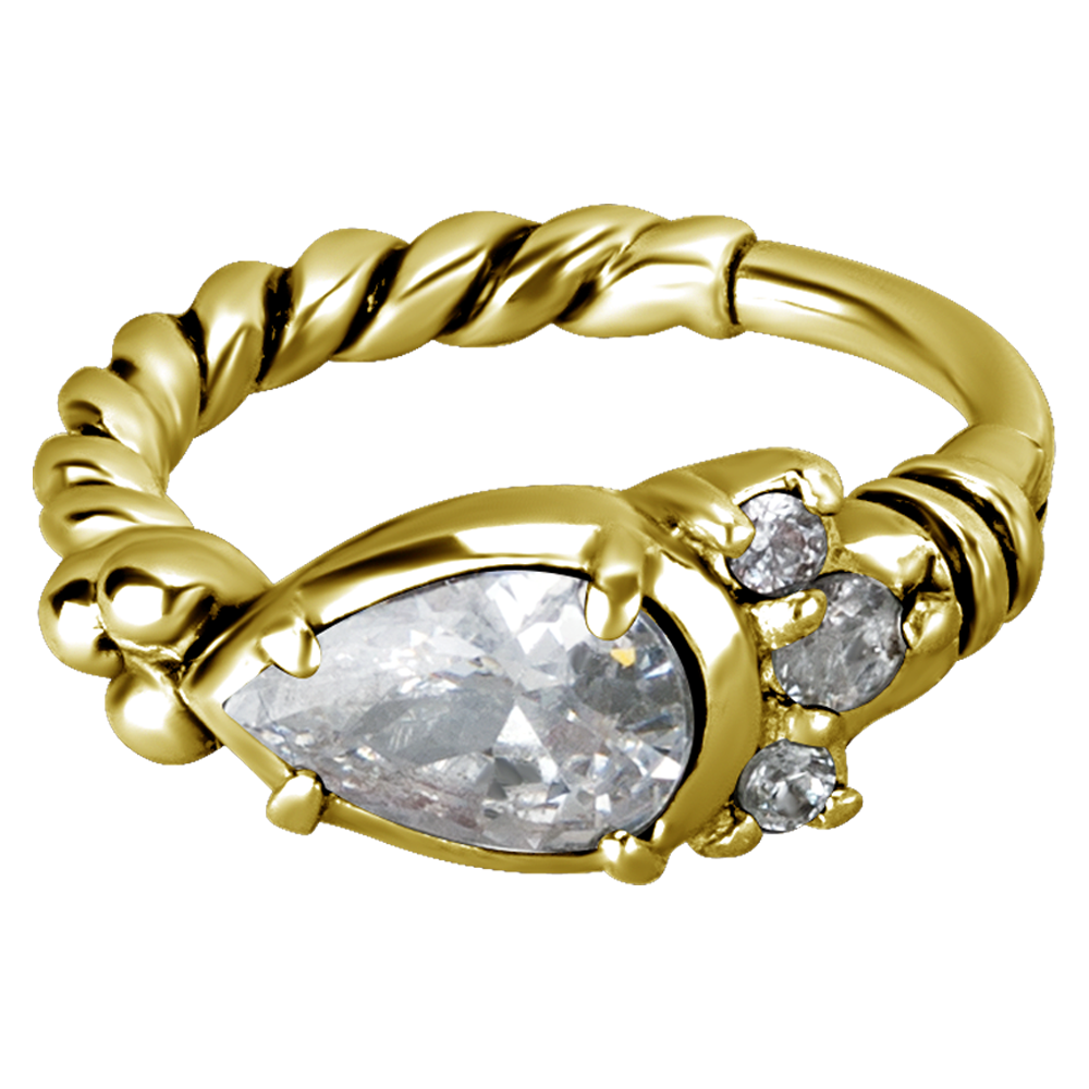 Teardrop Cubic Zirconia Tribal Hinged Ring