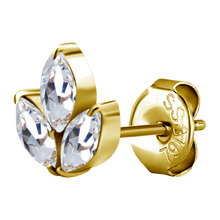 Load image into Gallery viewer, Lotus Marquise Ear Studs set with Cubic Zirconia
