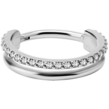 Load image into Gallery viewer, Double Band Single Row Premium Zirconia Eternity Hinged Ring
