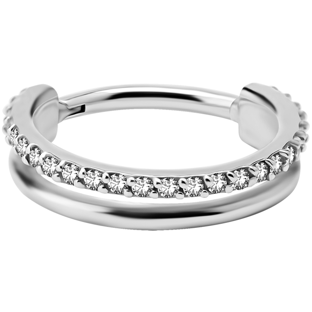 Double Band Single Row Premium Zirconia Eternity Hinged Ring