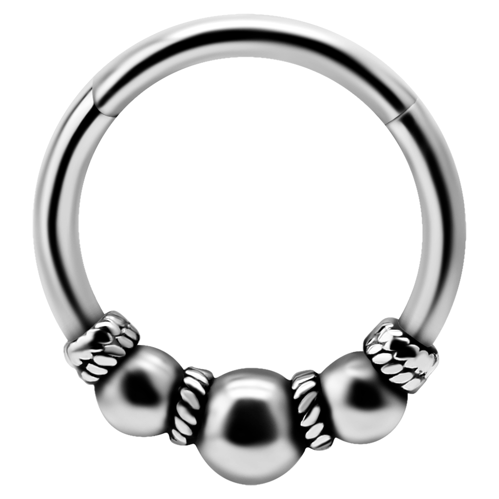 Tri-Ball Ethnic Hinged Ring