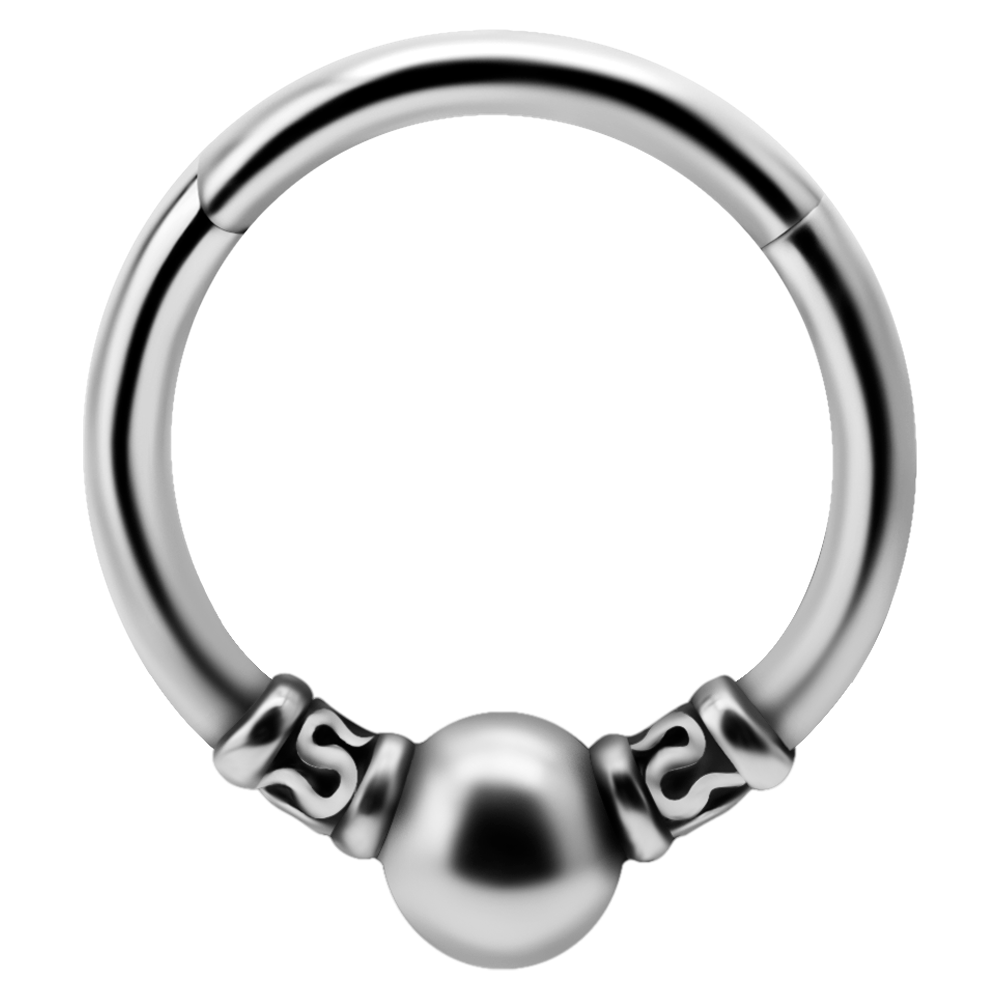 Single Ball Ethnic Hinged Ring Queen Of Steel