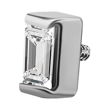 Load image into Gallery viewer, A steel attachment with a baguette-shaped premium crystal, designed for use in body piercing jewellery.