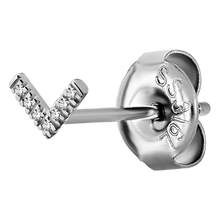 Load image into Gallery viewer, A surgical steel chevron ear stud paved with cubic zirconia stones
