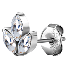 Load image into Gallery viewer, Lotus Marquise Ear Studs set with Cubic Zirconia
