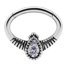 Load image into Gallery viewer, Oval Clicker with Pear Zirconia